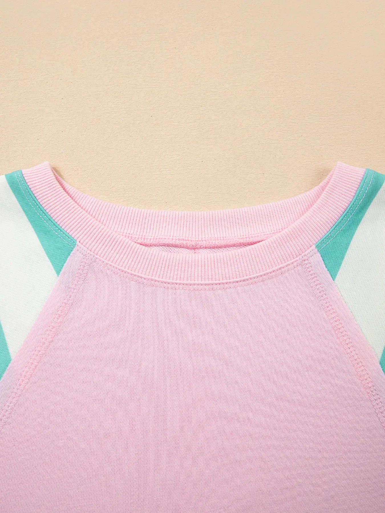 Striped Color Block Patchwork Raglan Sleeve Top with Slits sold by Charming Charlie product image thumbnail 5