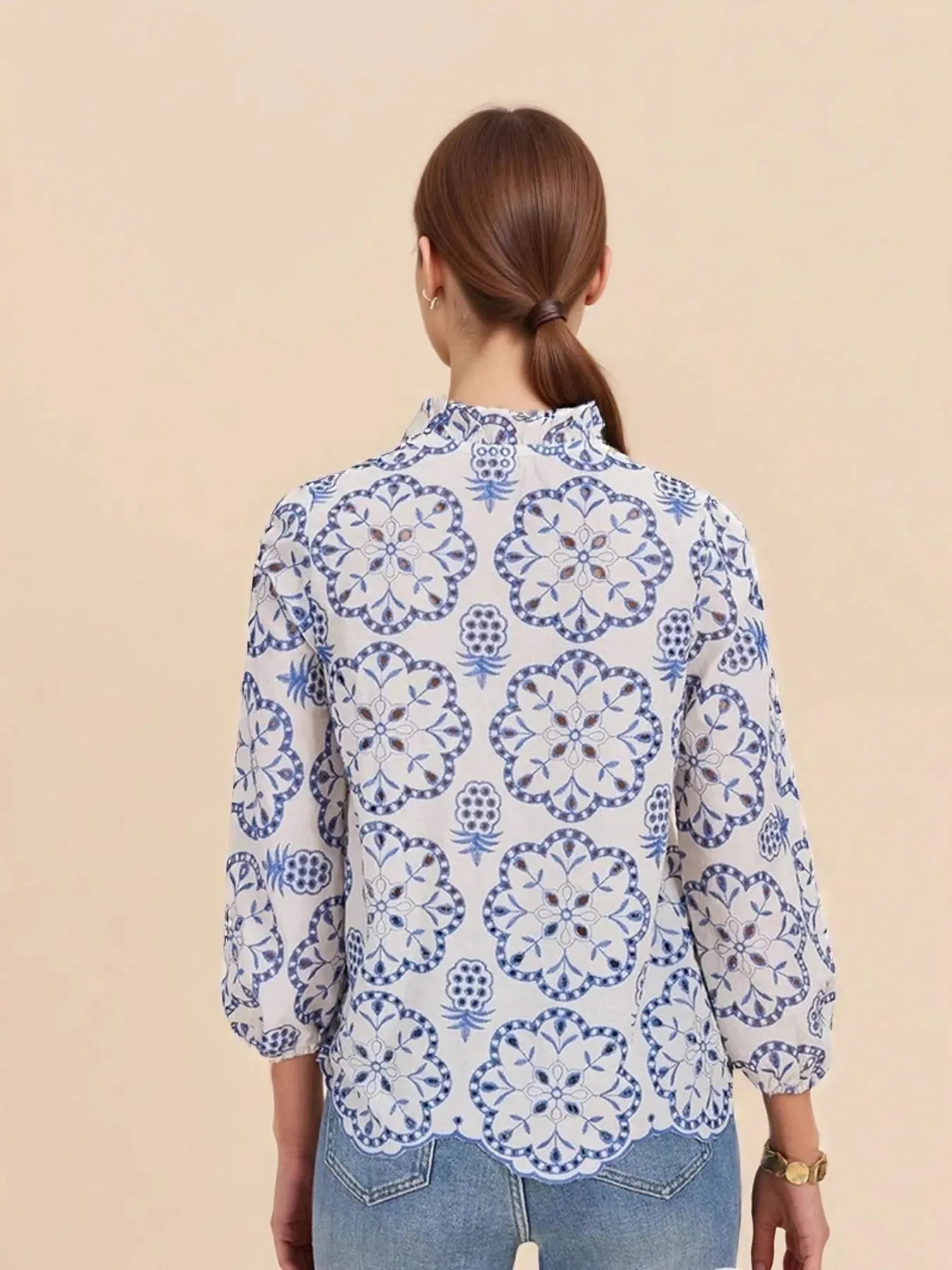 Eyelet Embroidered Long Sleeve Shirt sold by Charming Charlie product image thumbnail 3