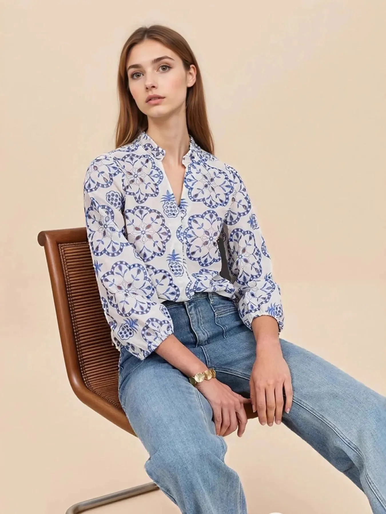 Eyelet Embroidered Long Sleeve Shirt sold by Charming Charlie product image thumbnail 2