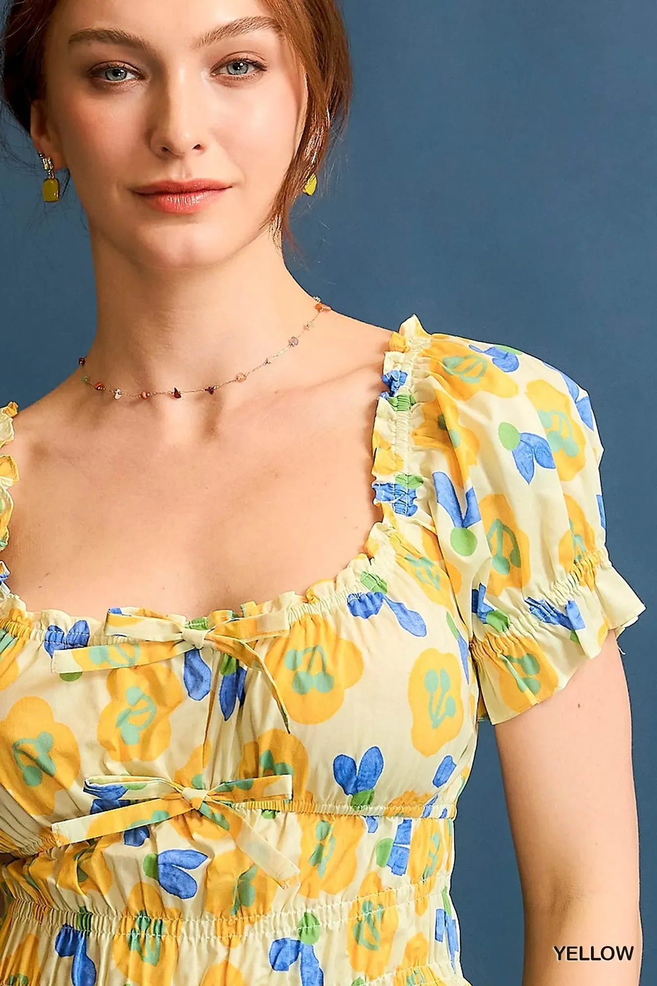 Umgee Floral Smocked Peplum Blouse sold by Charming Charlie product image thumbnail 4