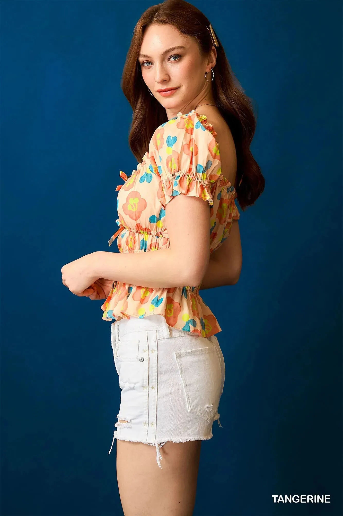 Umgee Floral Smocked Peplum Blouse sold by Charming Charlie product image thumbnail 2