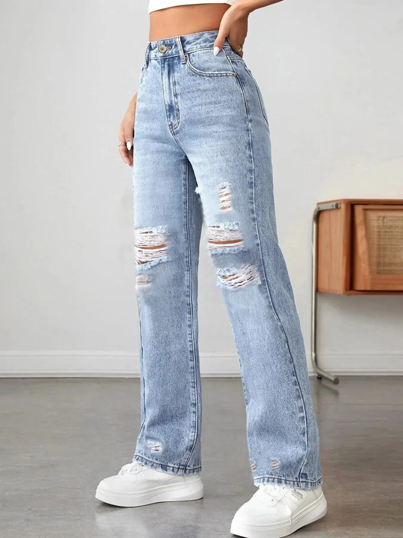 Distressed High Waisted Jeans sold by Charming Charlie product image thumbnail 3