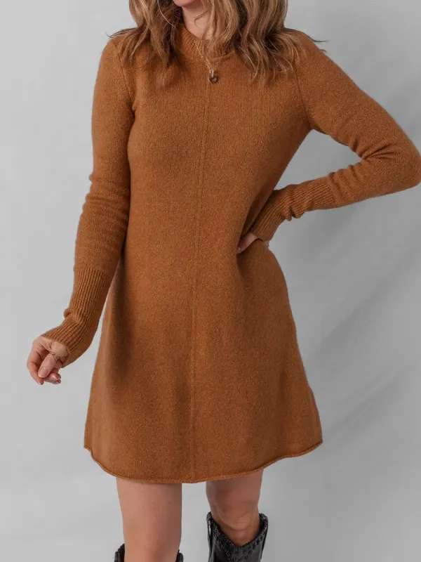 Ribbed Detail Solid Color Mini Sweater Dress sold by Charming Charlie