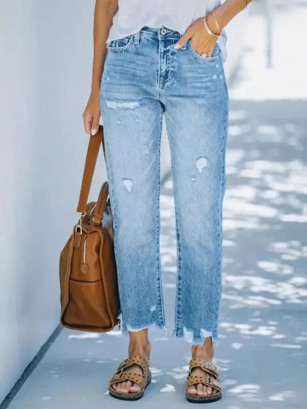 Distressed Straight Leg Jeans sold by Charming Charlie