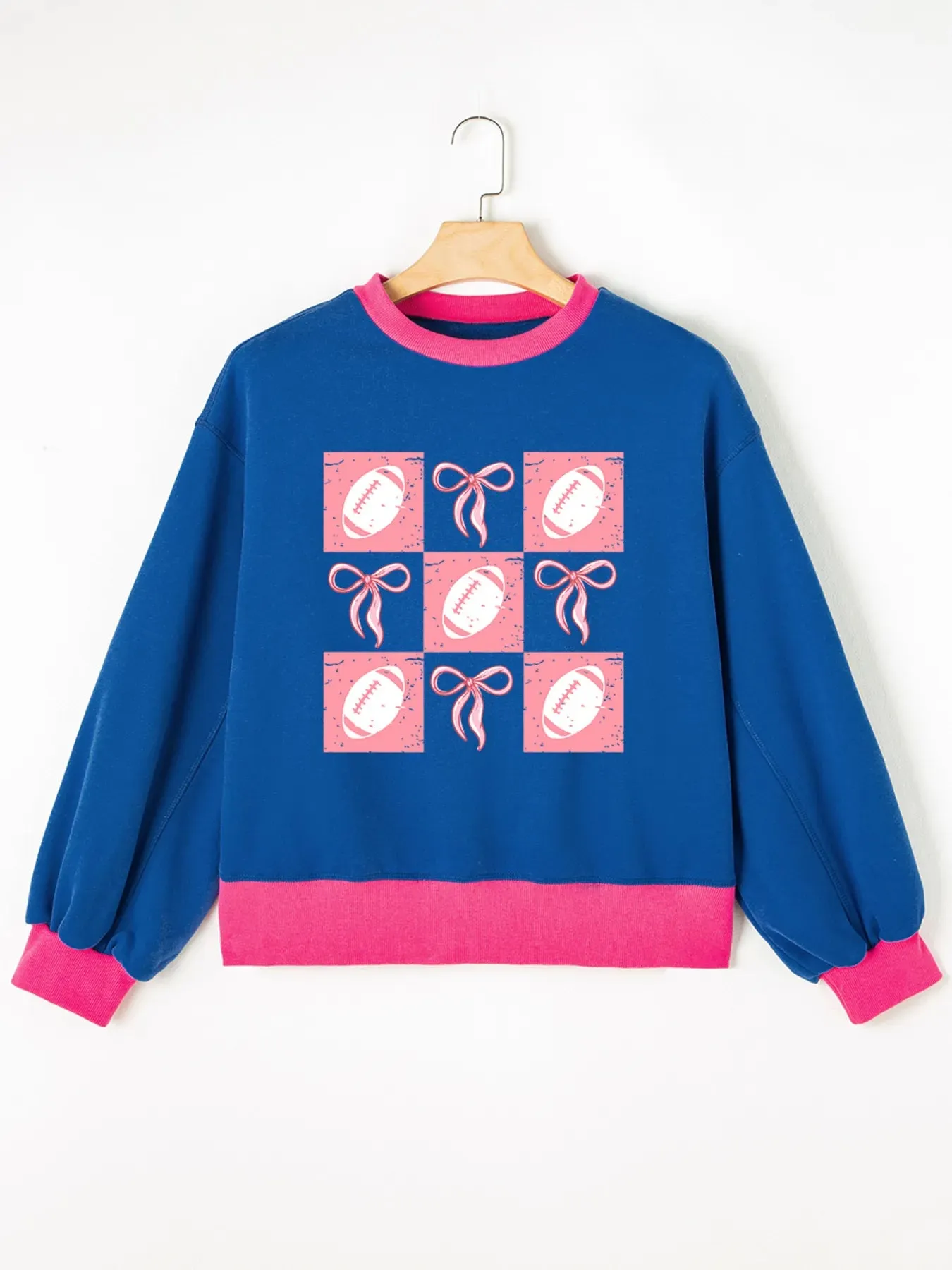 Bowknot Graphic Game Day Contrast Trim Drop Shoulder Casual Sweatshirt sold by Charming Charlie product image thumbnail 4