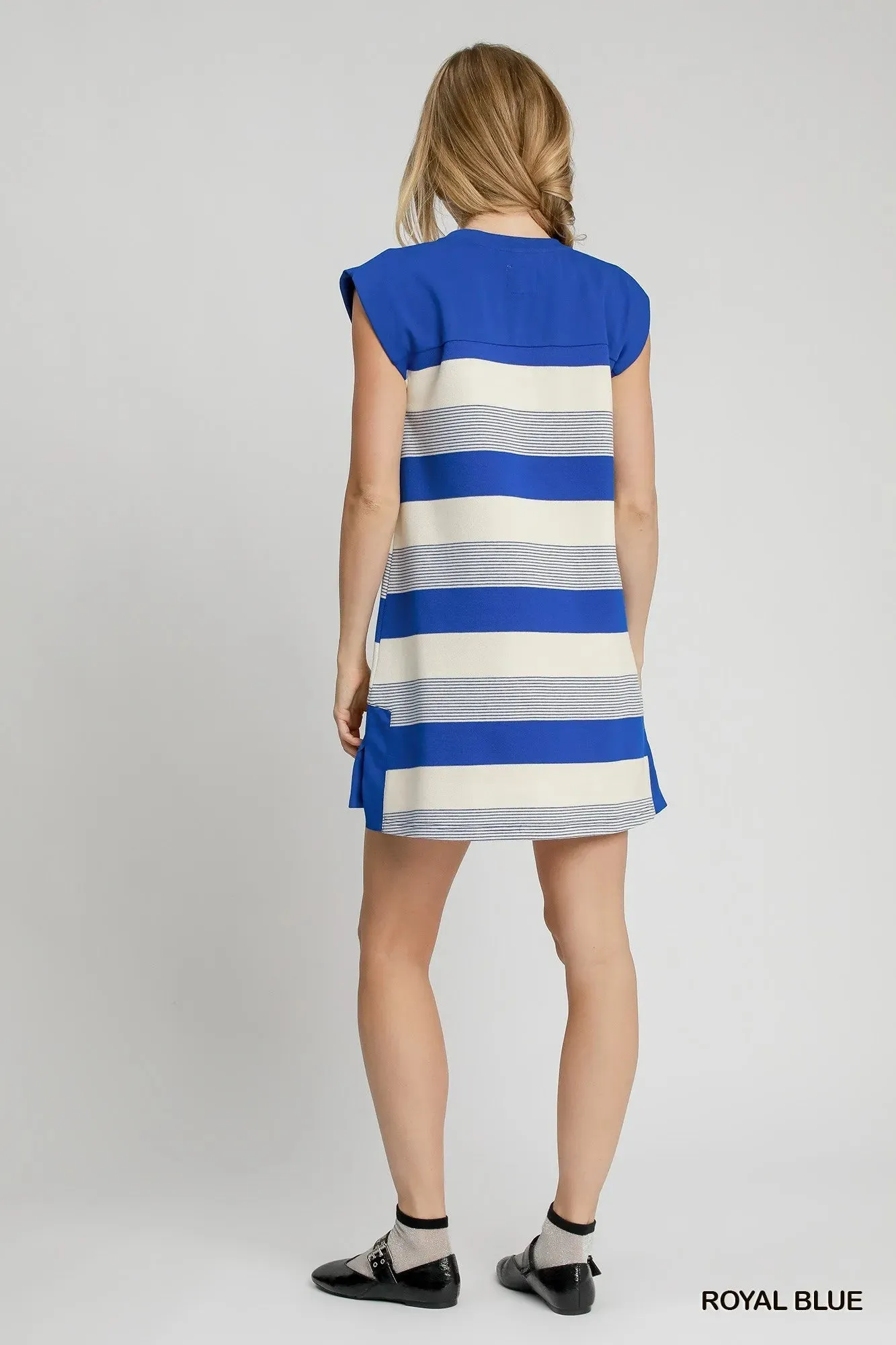 Umgee French Terry Side Slit Striped Mini Dress sold by Charming Charlie product image thumbnail 3