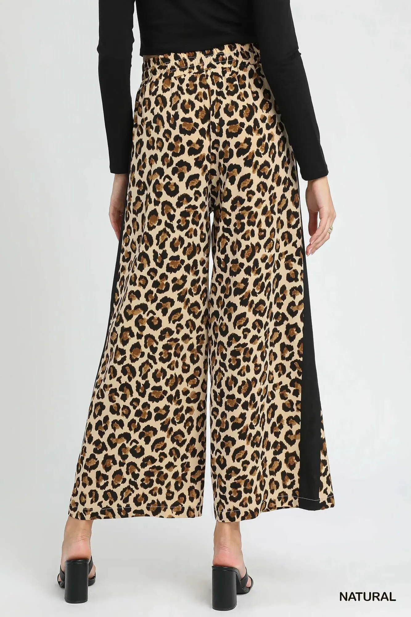 Umgee Leopard Print Wide-Leg Drawstring Pants sold by Charming Charlie product image thumbnail 2