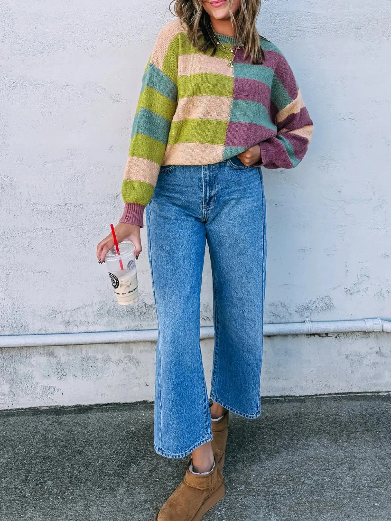 Stripe Drop Shoulder Ribbed Edge Sweater sold by Charming Charlie product image thumbnail 4