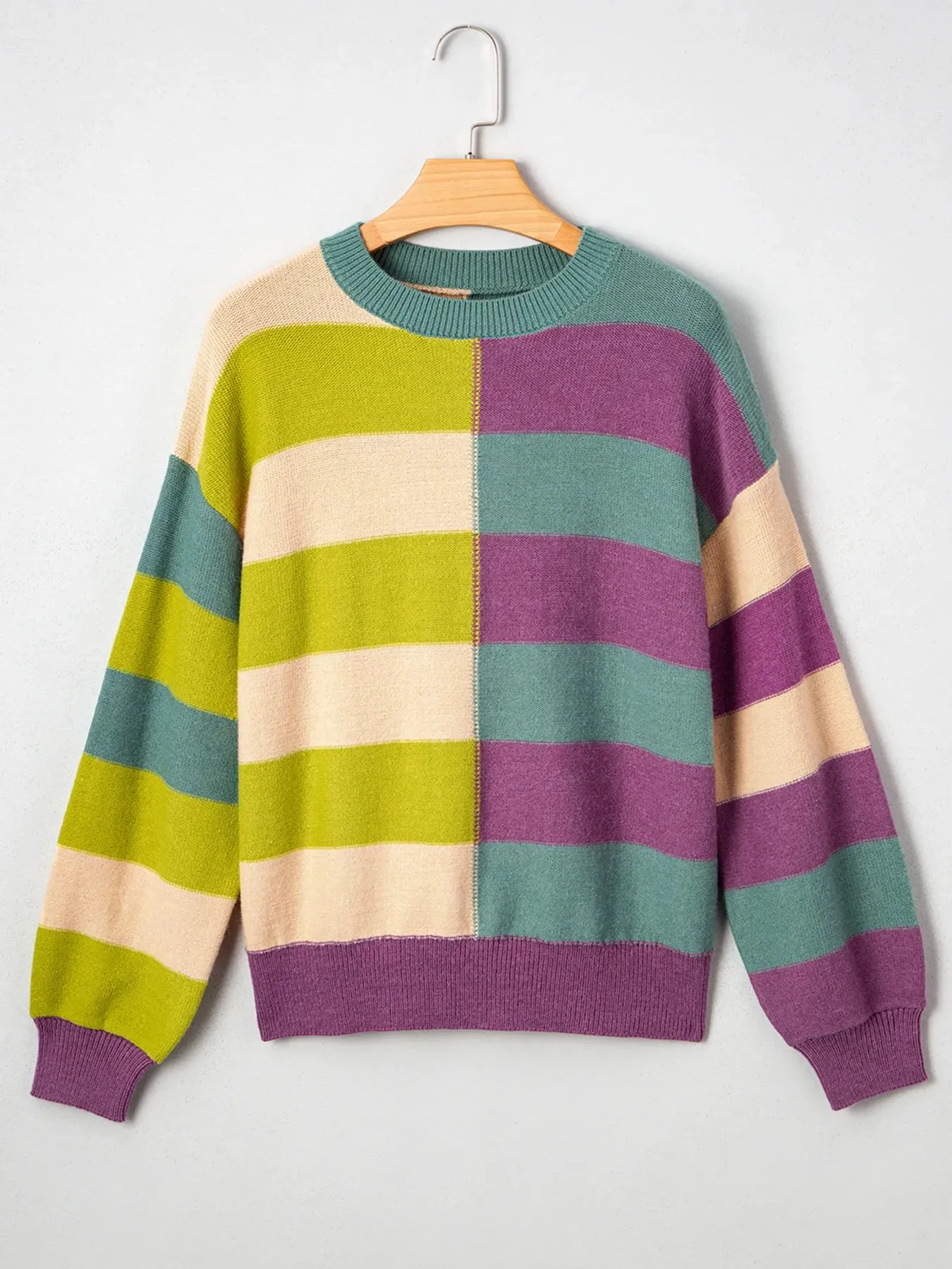 Stripe Drop Shoulder Ribbed Edge Sweater sold by Charming Charlie product image thumbnail 5