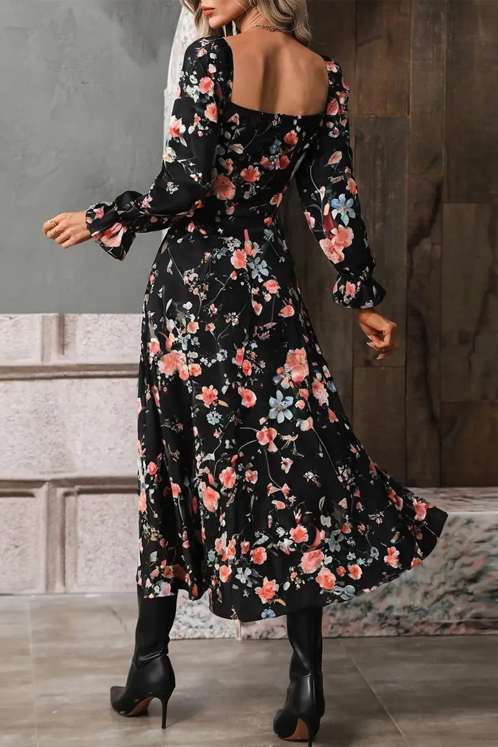 Floral Print Flounce Sleeve Midi Dress sold by Charming Charlie product image thumbnail 2