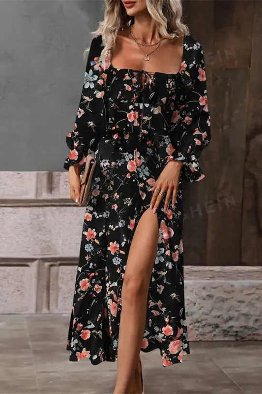 Floral Print Flounce Sleeve Midi Dress made by Charming Charlie