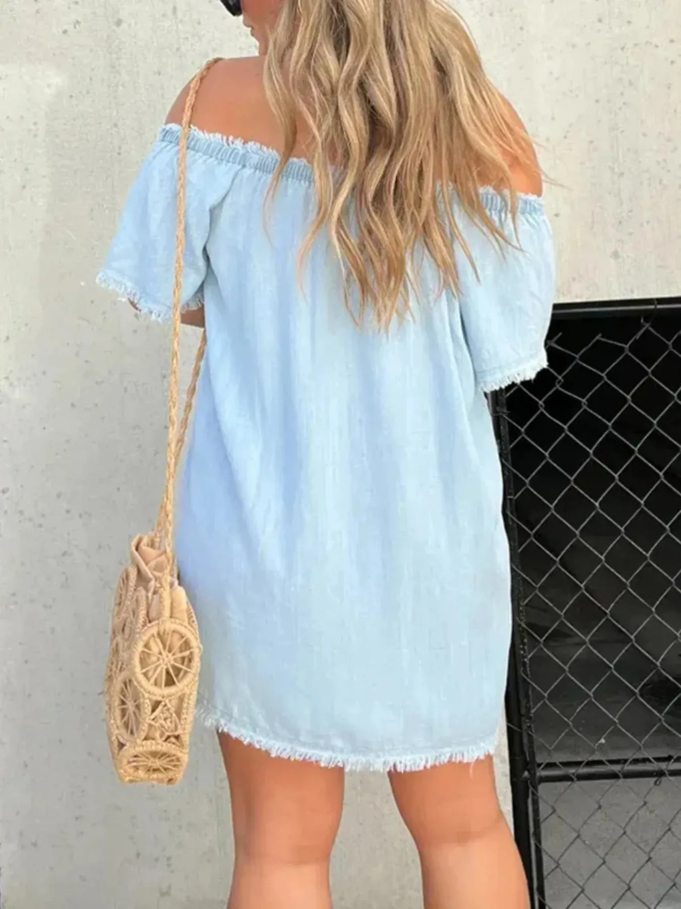 Full Size Raw Hem Mini Denim Dress Plus Size sold by Charming Charlie product image thumbnail 2