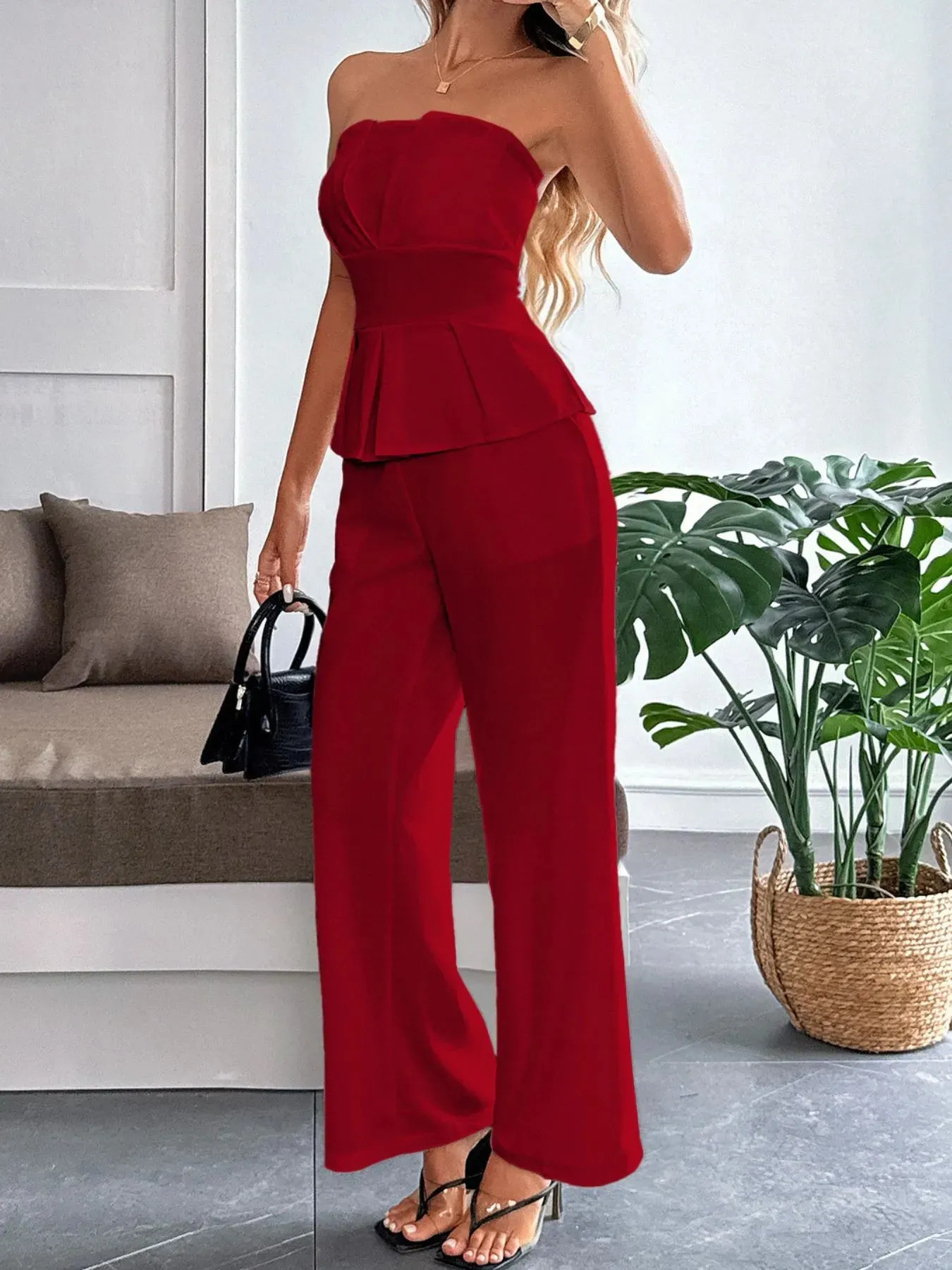 Peplum Tube Top and Pants Set sold by Charming Charlie product image thumbnail 2