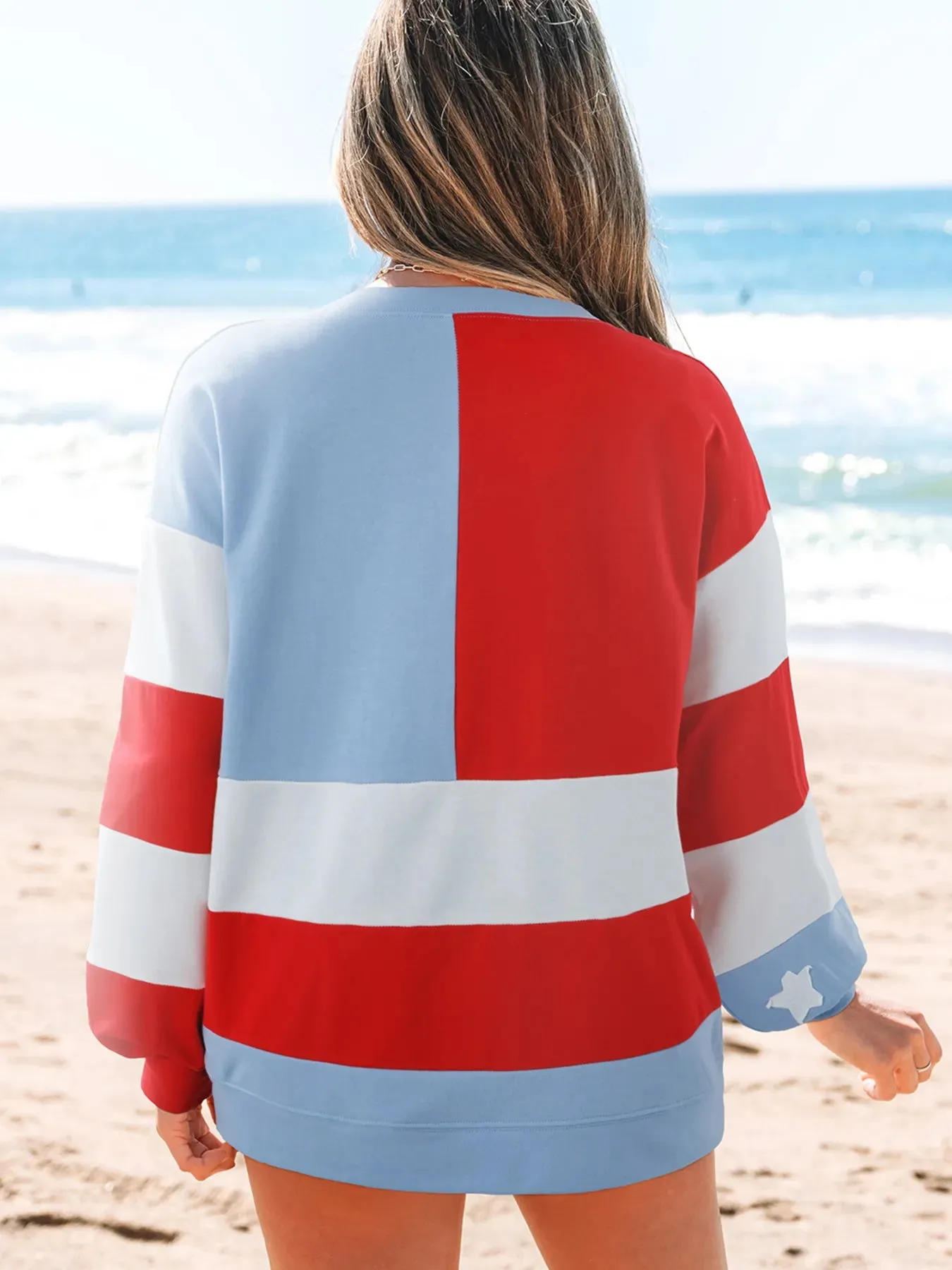 Multicolour American Flag Vintage Oversized Sweatshirt sold by Charming Charlie product image thumbnail 2