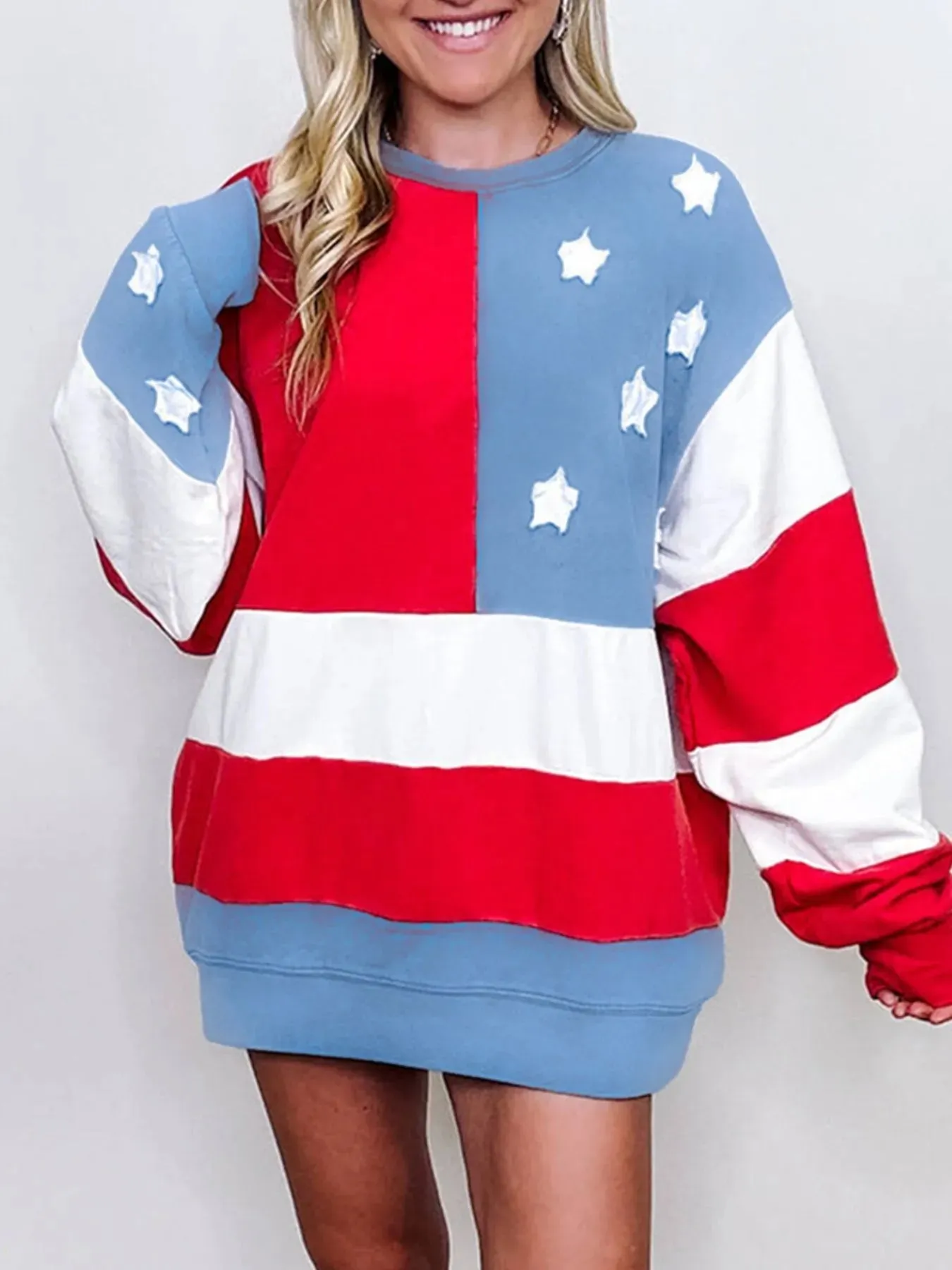 Multicolour American Flag Vintage Oversized Sweatshirt sold by Charming Charlie product image thumbnail 4