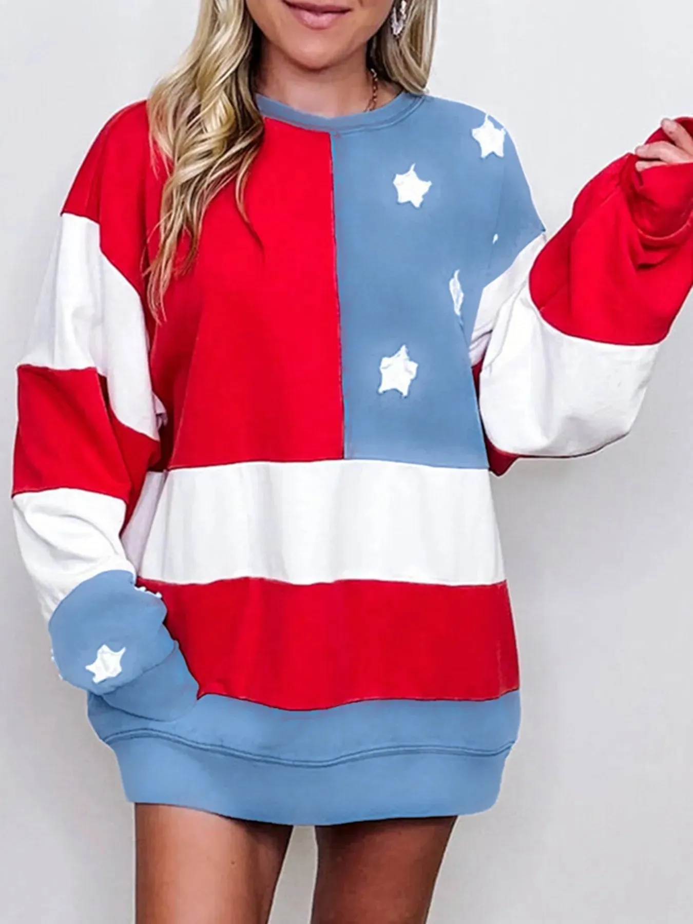 Multicolour American Flag Vintage Oversized Sweatshirt sold by Charming Charlie product image thumbnail 3