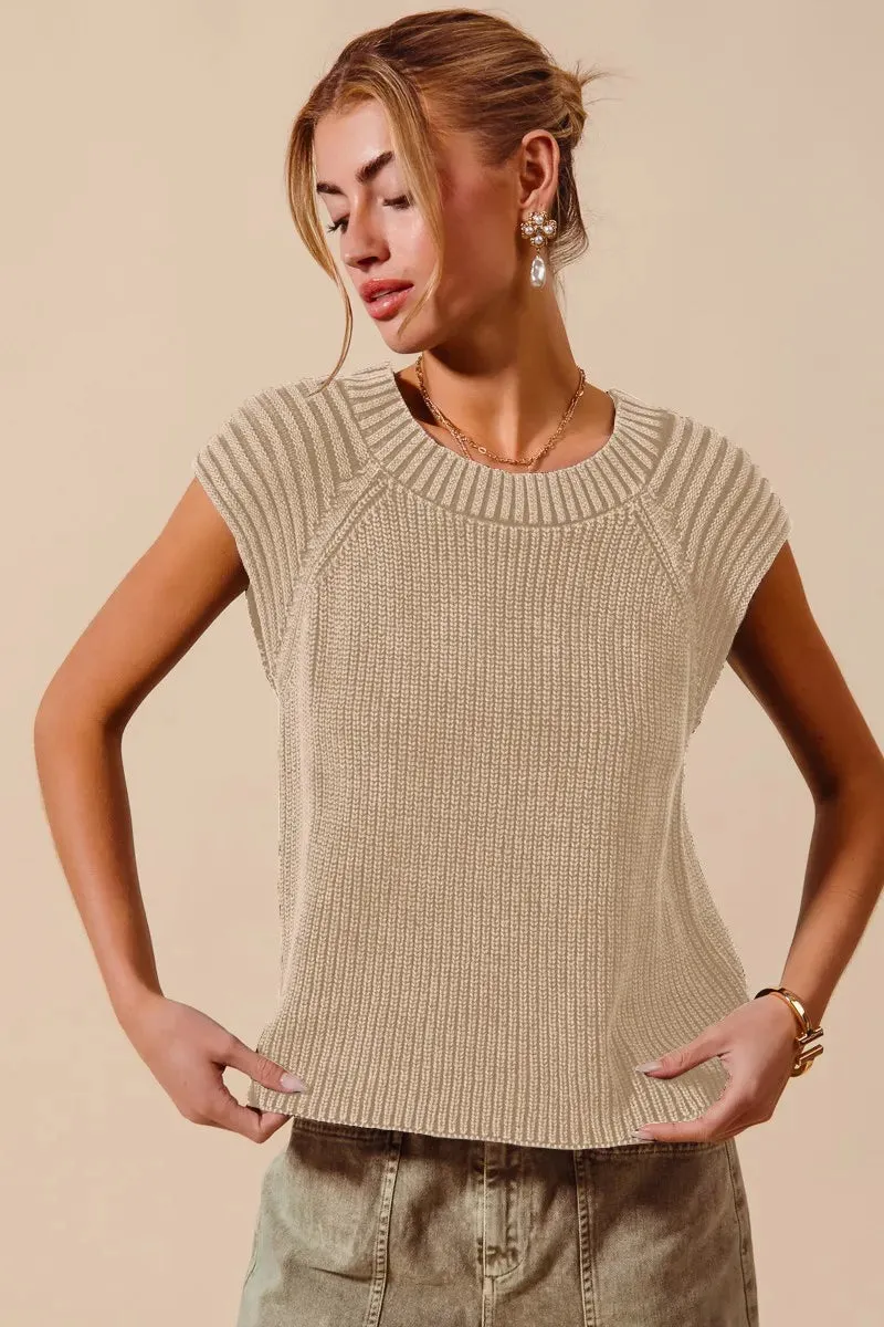 SO ME Mineral Washed Raglan Sleeveless Sweater Top sold by Charming Charlie