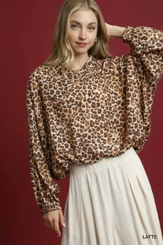 Umgee Leopard Print Balloon Sleeve Blouse sold by Charming Charlie
