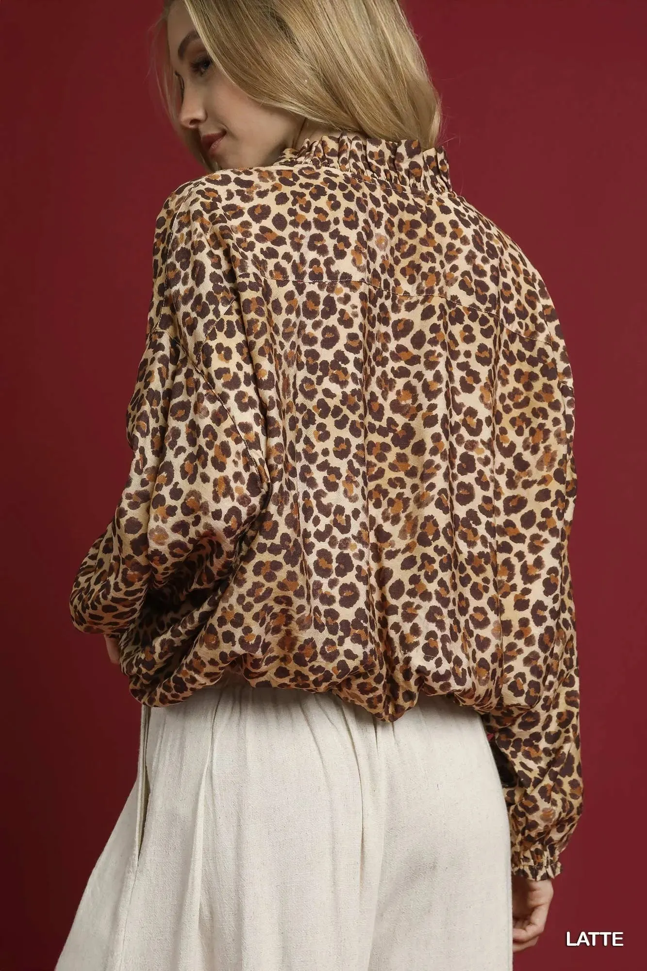 Umgee Leopard Print Balloon Sleeve Blouse sold by Charming Charlie product image thumbnail 3