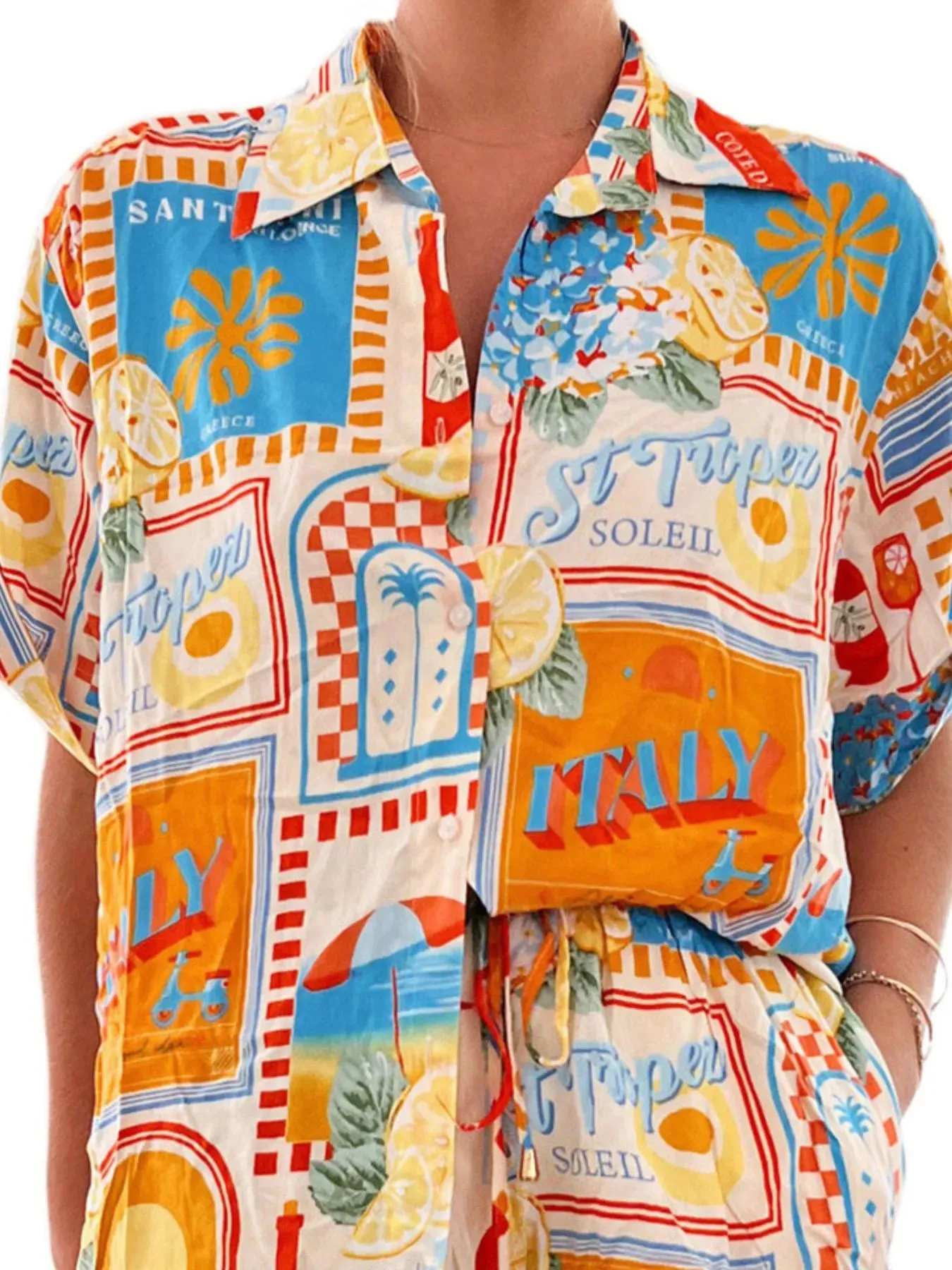 Printed Button Up Shirt and Shorts Set sold by Charming Charlie product image thumbnail 3