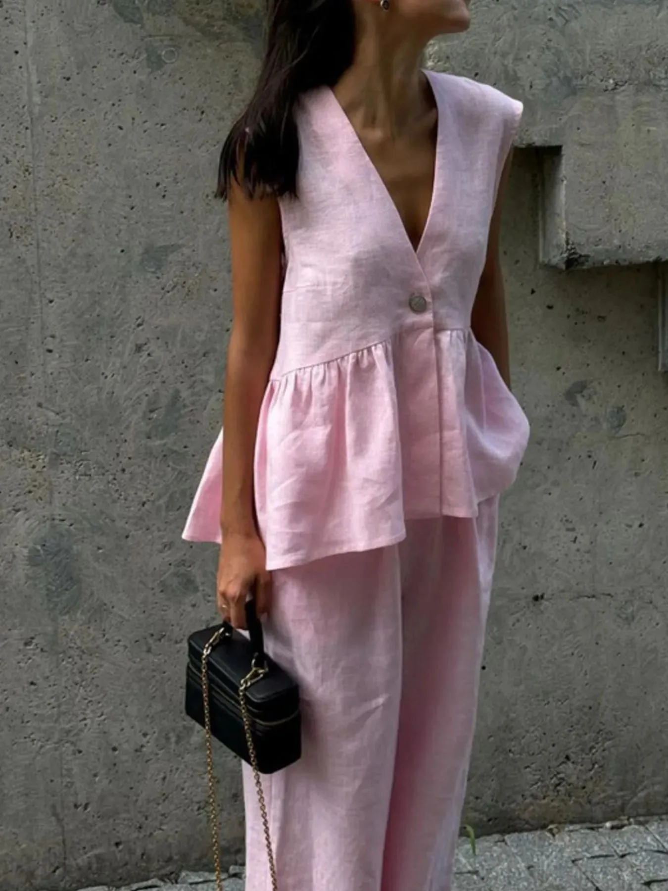 One Button Peplum Top and Pants Set sold by Charming Charlie product image thumbnail 2