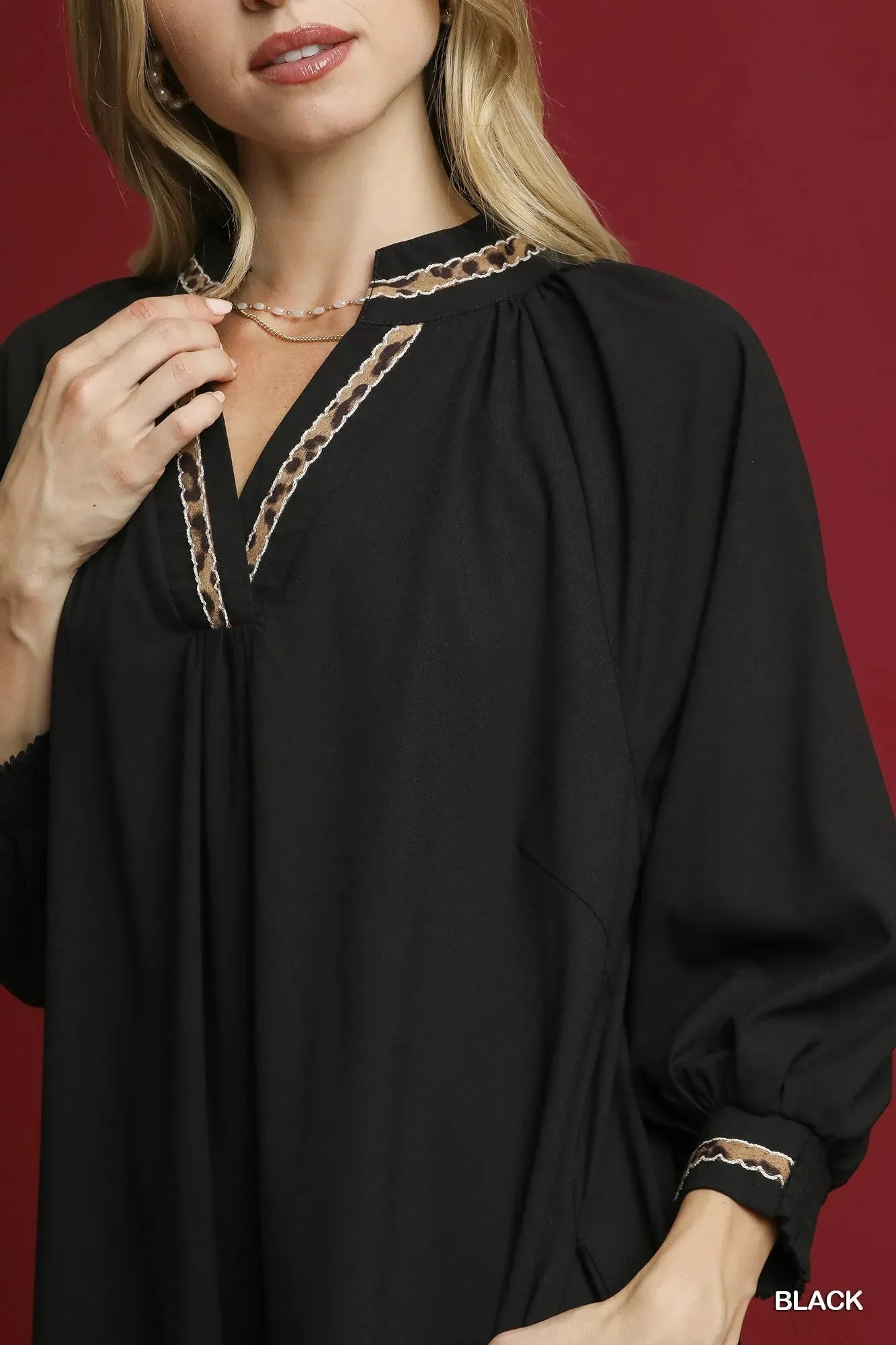 Umgee Notched Shift Dress with Trim Detail sold by Charming Charlie product image thumbnail 4