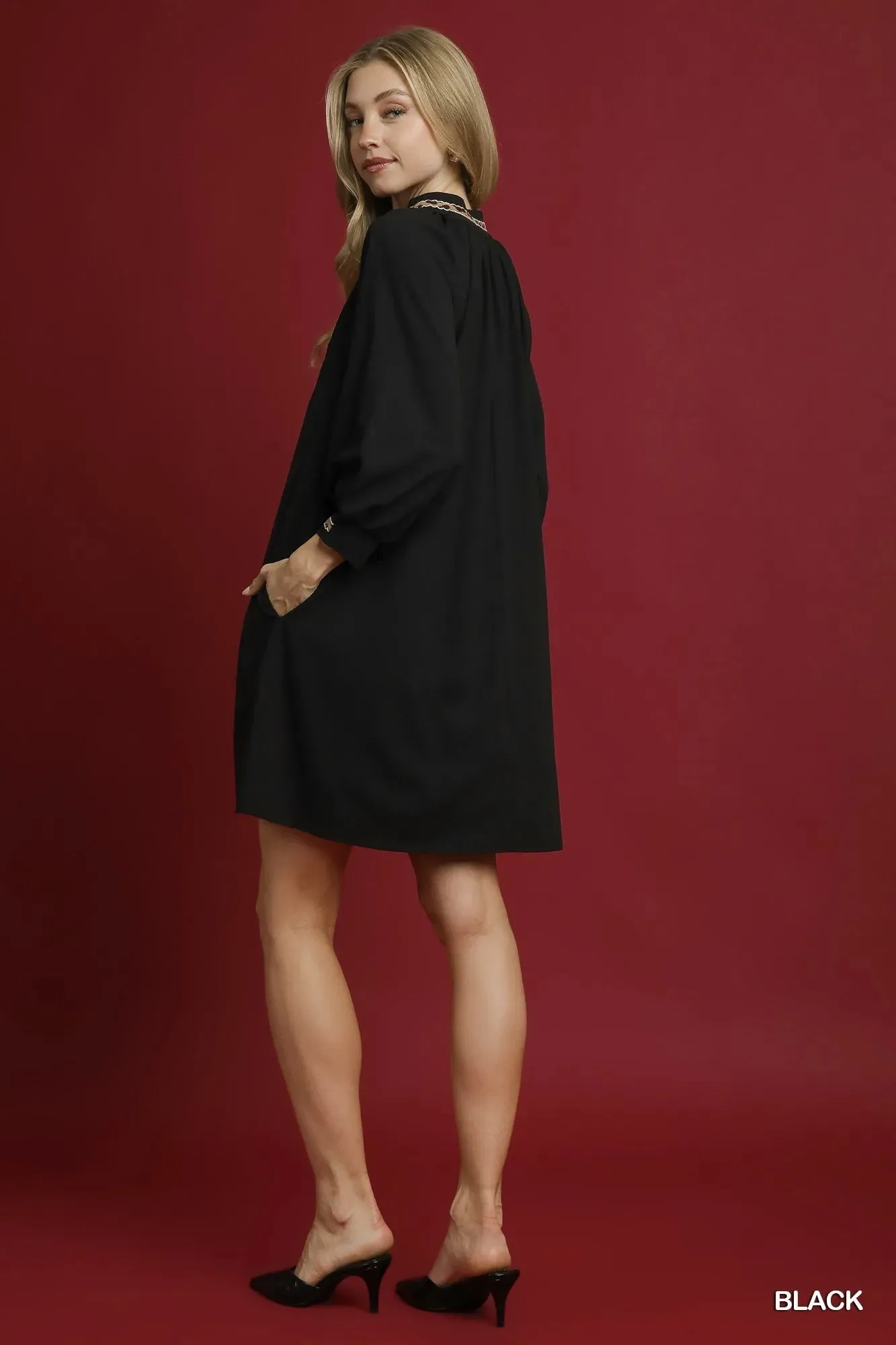 Umgee Notched Shift Dress with Trim Detail sold by Charming Charlie product image thumbnail 3