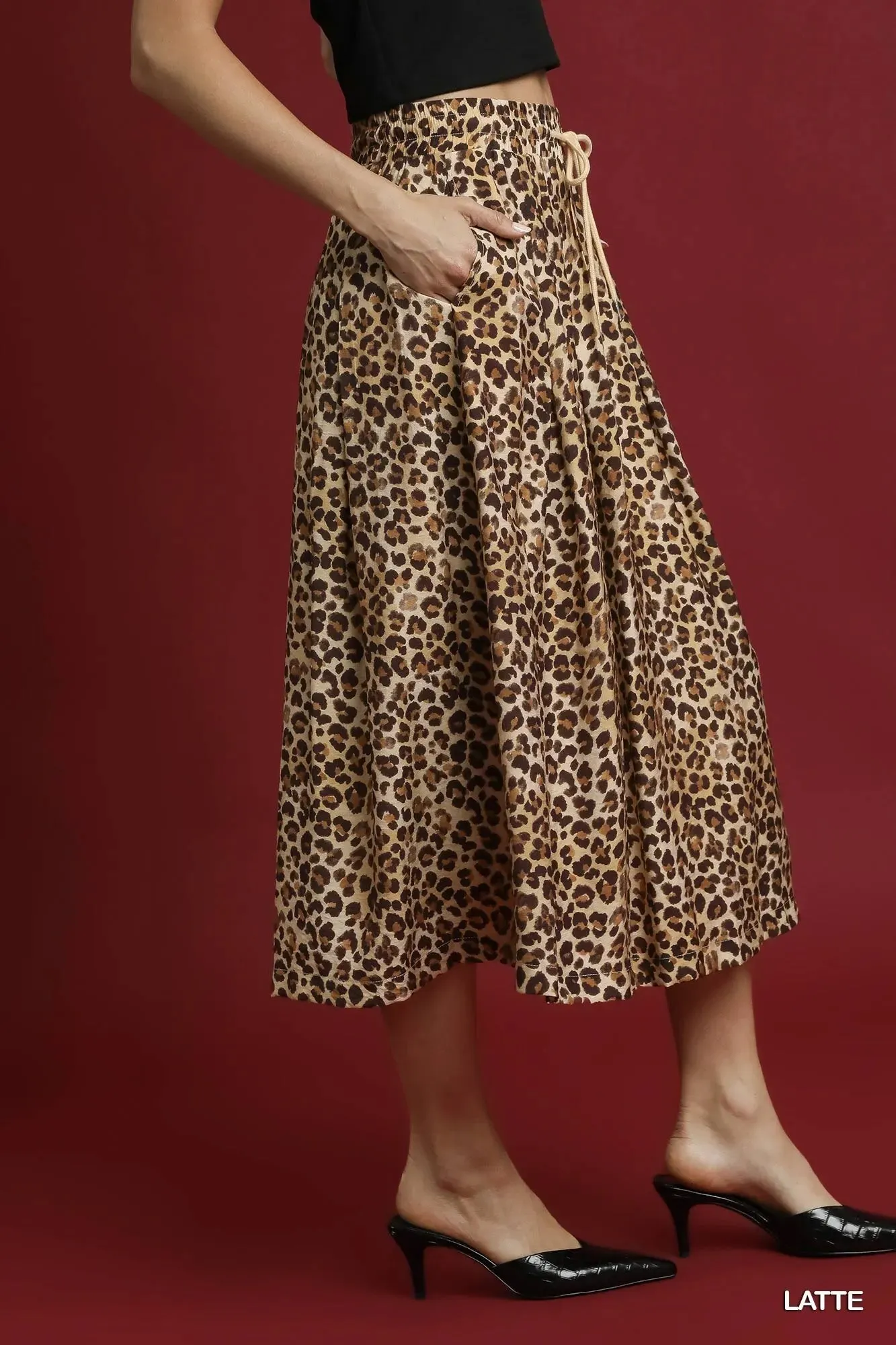 Umgee Drawstring Leopard Midi Skirt sold by Charming Charlie product image thumbnail 3