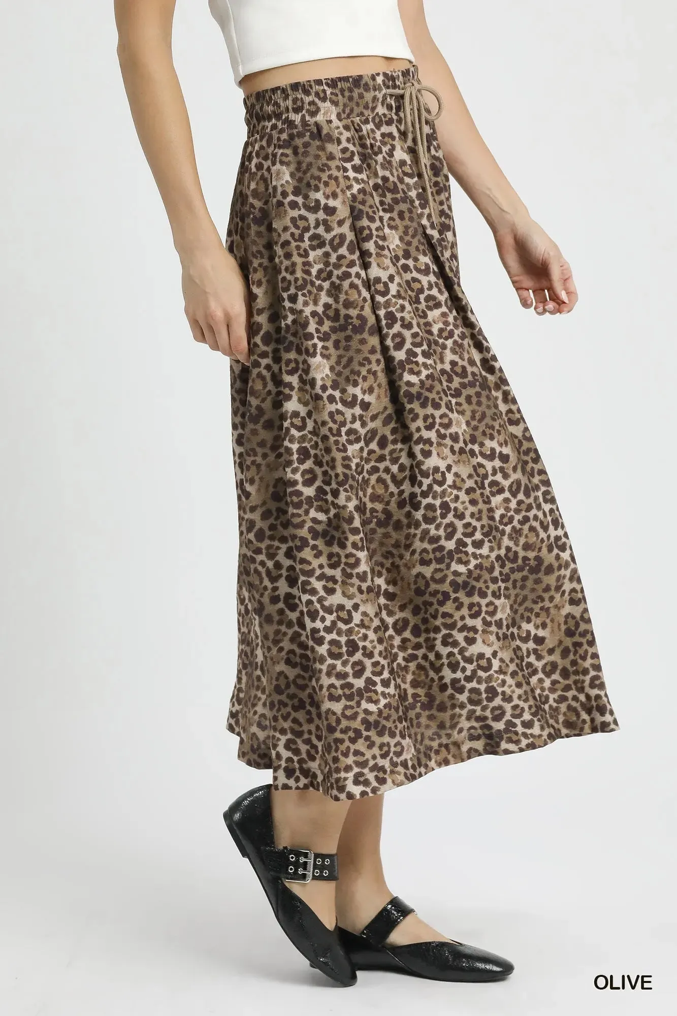 Umgee Drawstring Leopard Midi Skirt sold by Charming Charlie product image thumbnail 3