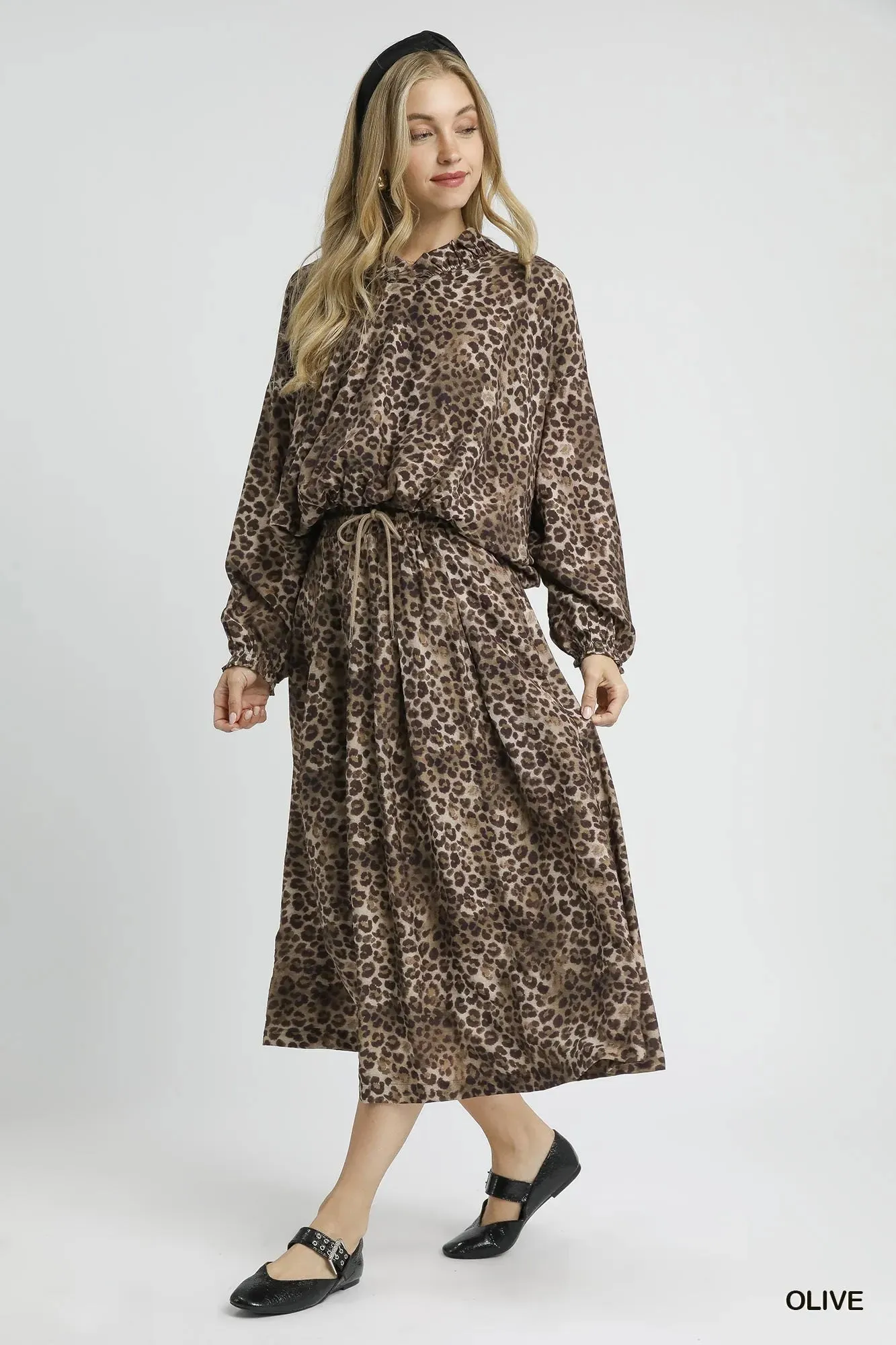 Umgee Drawstring Leopard Midi Skirt sold by Charming Charlie product image thumbnail 5