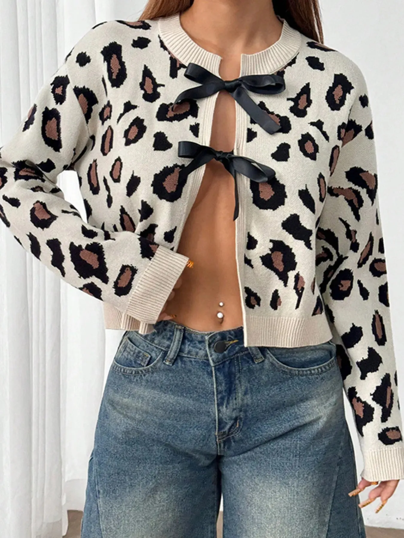 Leopard Tie Front Cardigan sold by Charming Charlie product image thumbnail 4