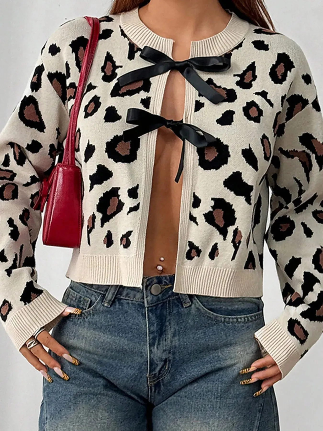 Leopard Tie Front Cardigan sold by Charming Charlie product image thumbnail 5