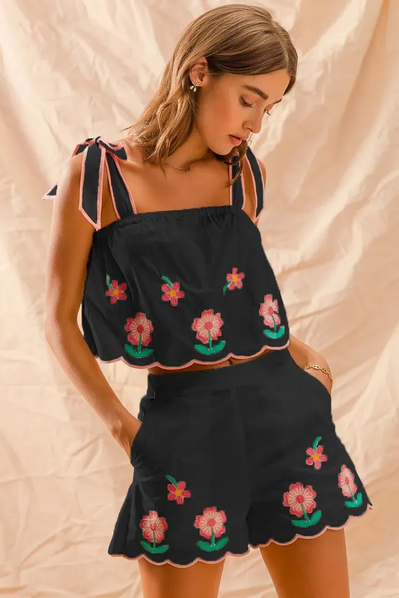 SO ME Flower Embroidered Tank Top and Shorts Set sold by Charming Charlie
