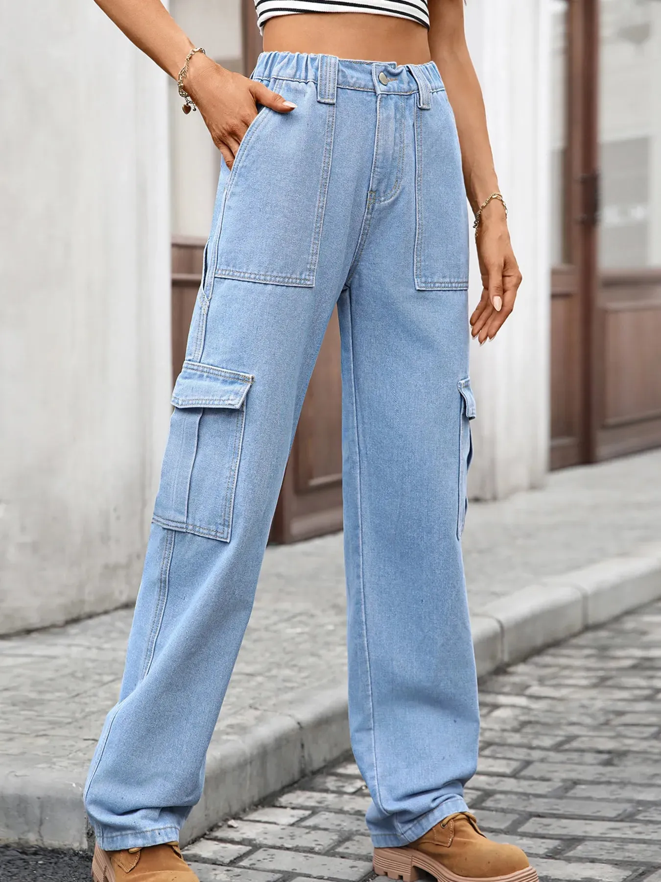 High-Waisted Cargo Jeans sold by Charming Charlie product image thumbnail 5