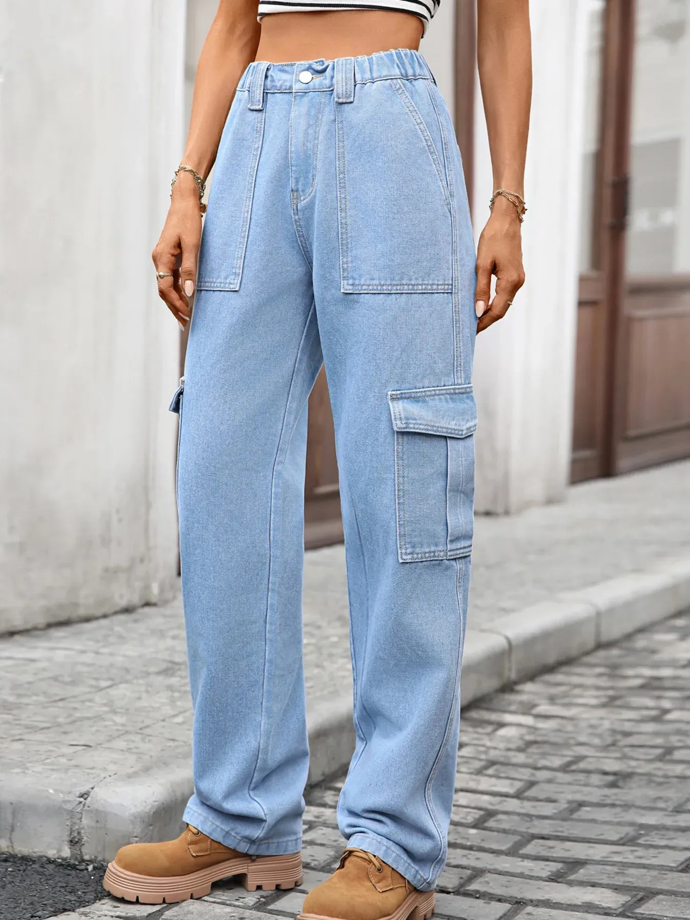 High-Waisted Cargo Jeans sold by Charming Charlie product image thumbnail 2