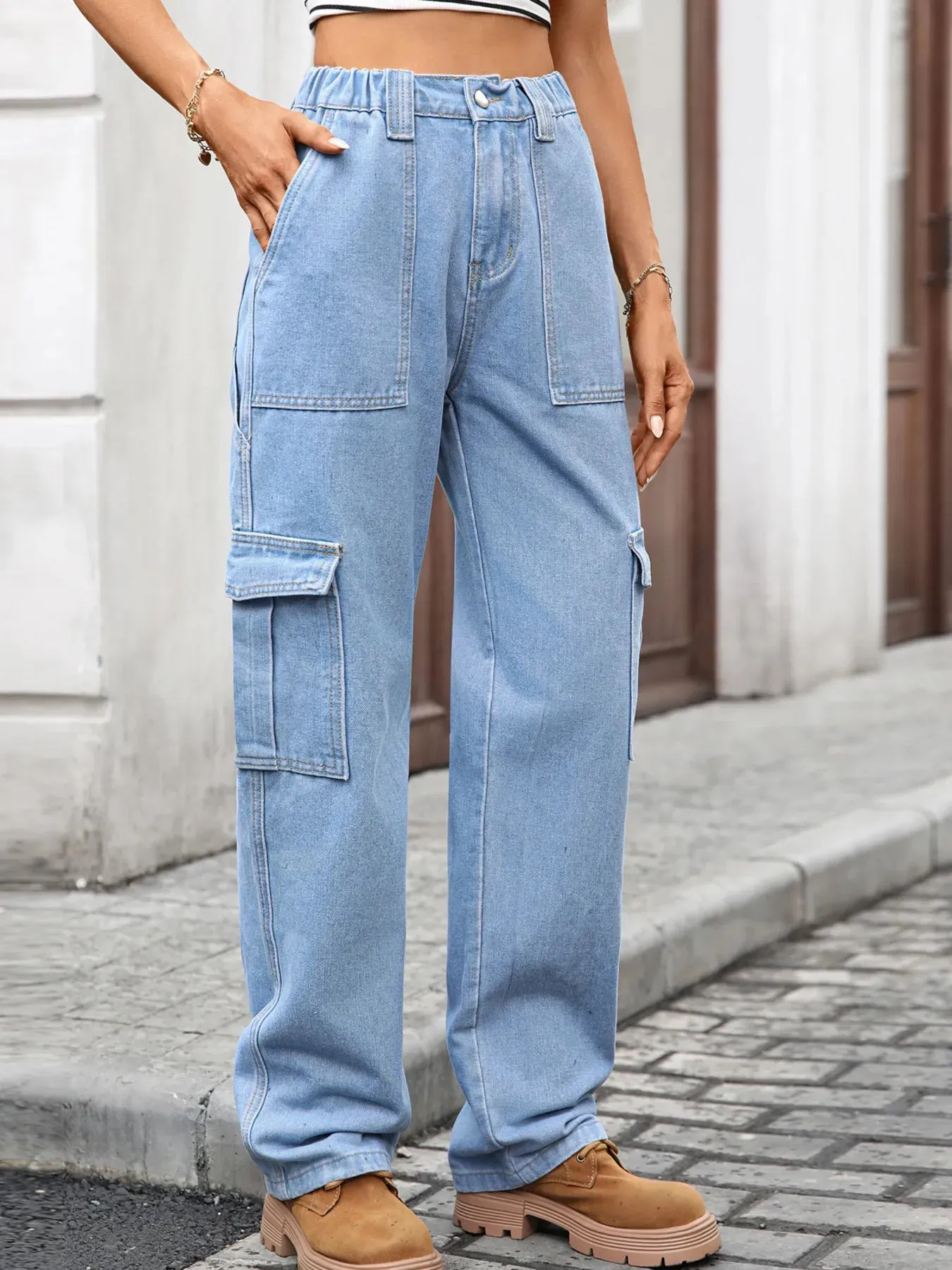 High-Waisted Cargo Jeans sold by Charming Charlie product image thumbnail 3
