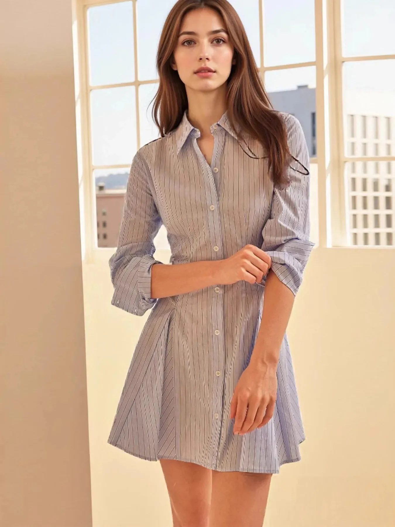 Striped Button Up Shirt Dress sold by Charming Charlie product image thumbnail 3