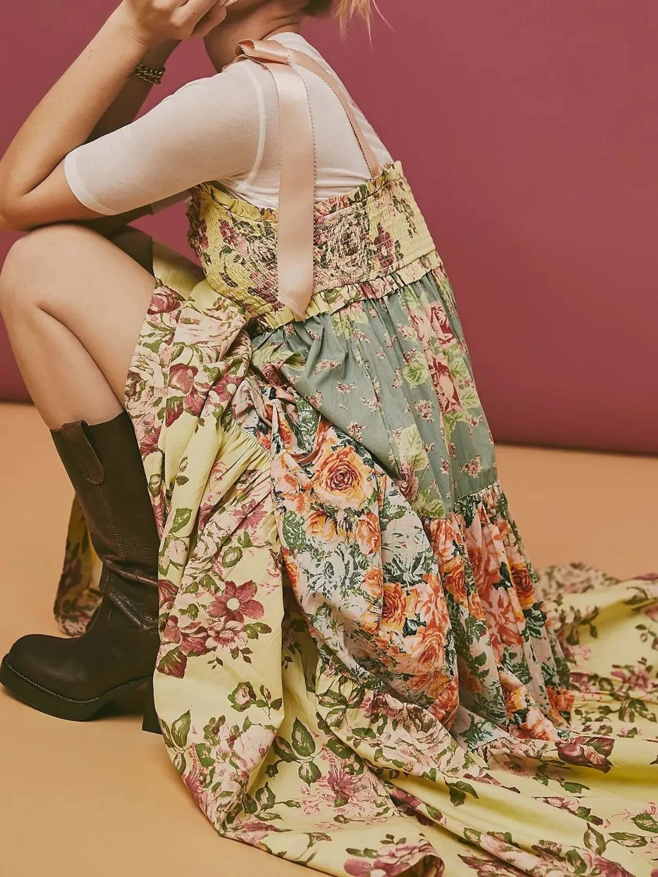 Smocked Printed Tie Shoulder Maxi Dress sold by Charming Charlie product image thumbnail 2