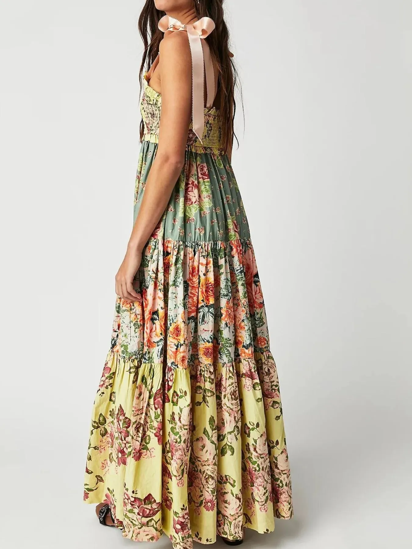 Smocked Printed Tie Shoulder Maxi Dress sold by Charming Charlie product image thumbnail 5