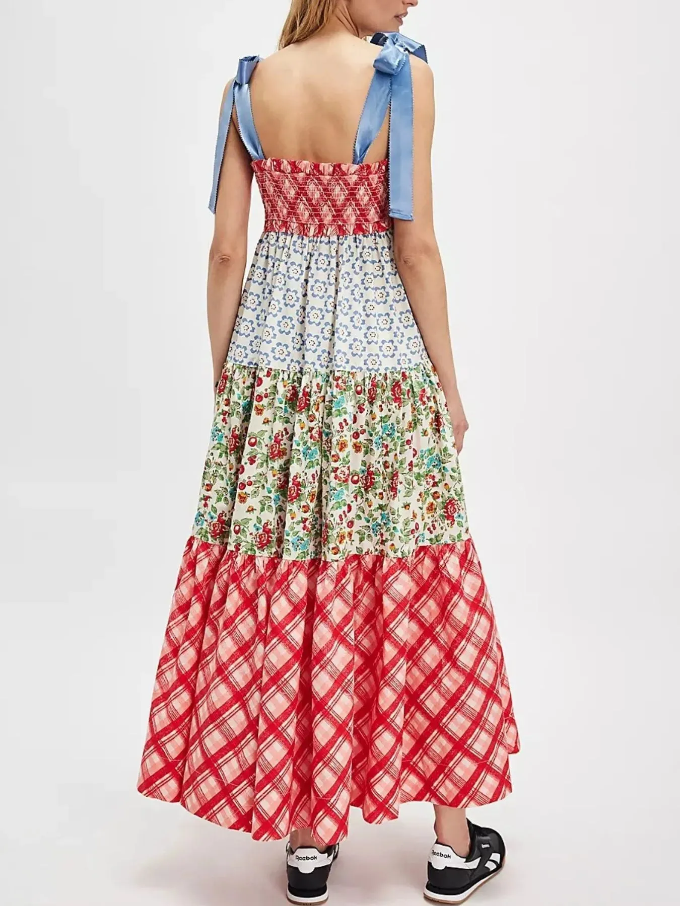 Smocked Tie Shoulder Printed Maxi Dress sold by Charming Charlie product image thumbnail 2