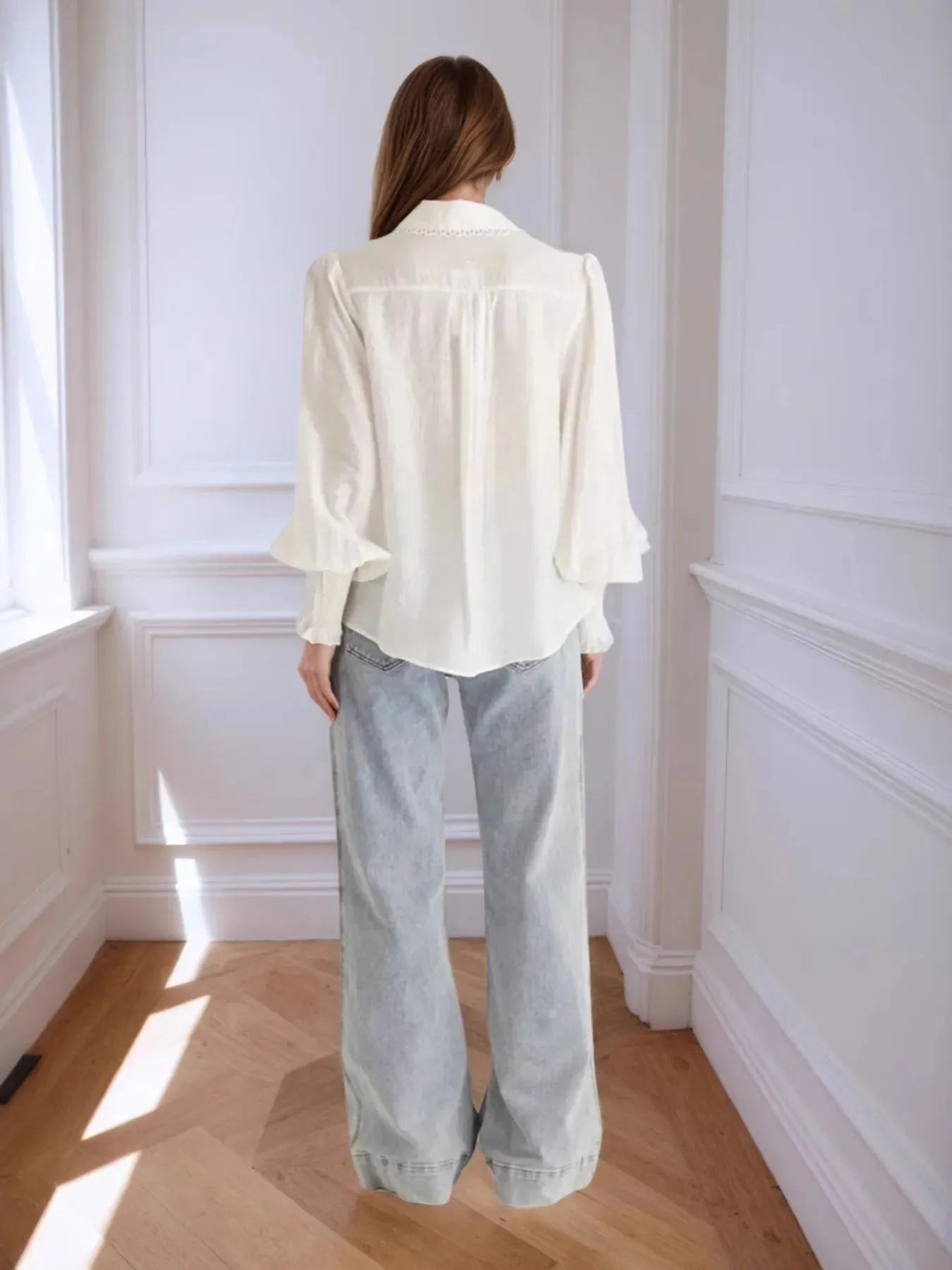 Collared Neck Lantern Sleeve Shirt sold by Charming Charlie product image thumbnail 4