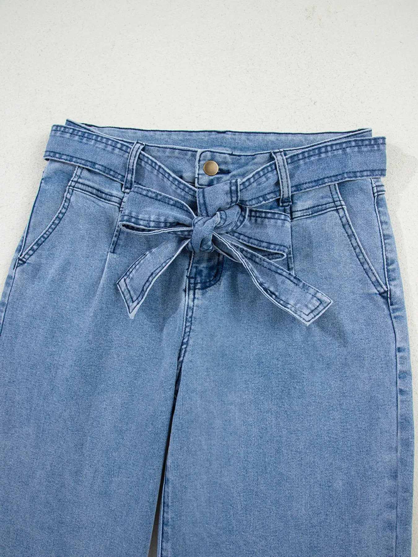 High Waisted Wide Leg Belted Jeans sold by Charming Charlie product image thumbnail 5