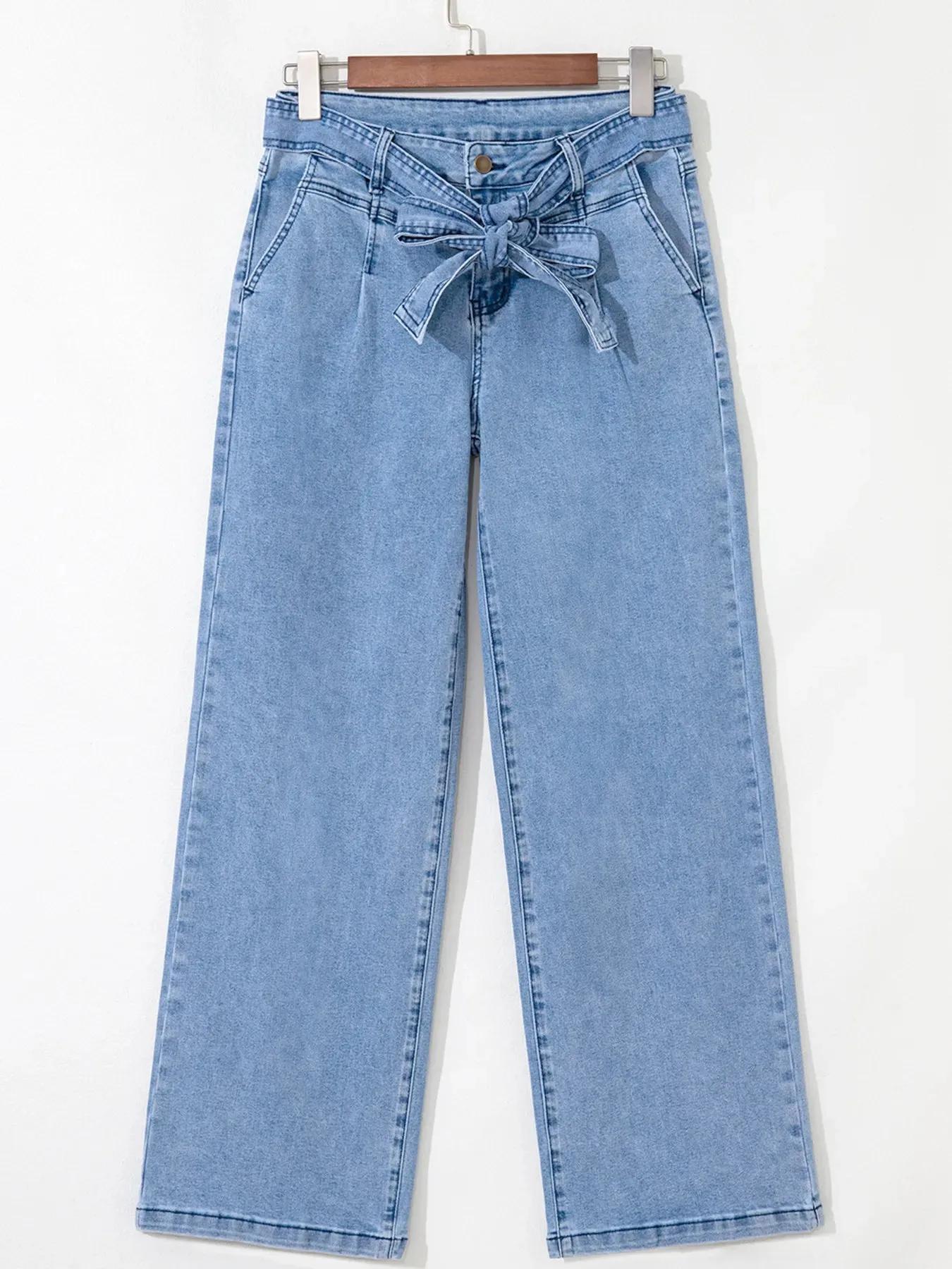 High Waisted Wide Leg Belted Jeans sold by Charming Charlie product image thumbnail 3
