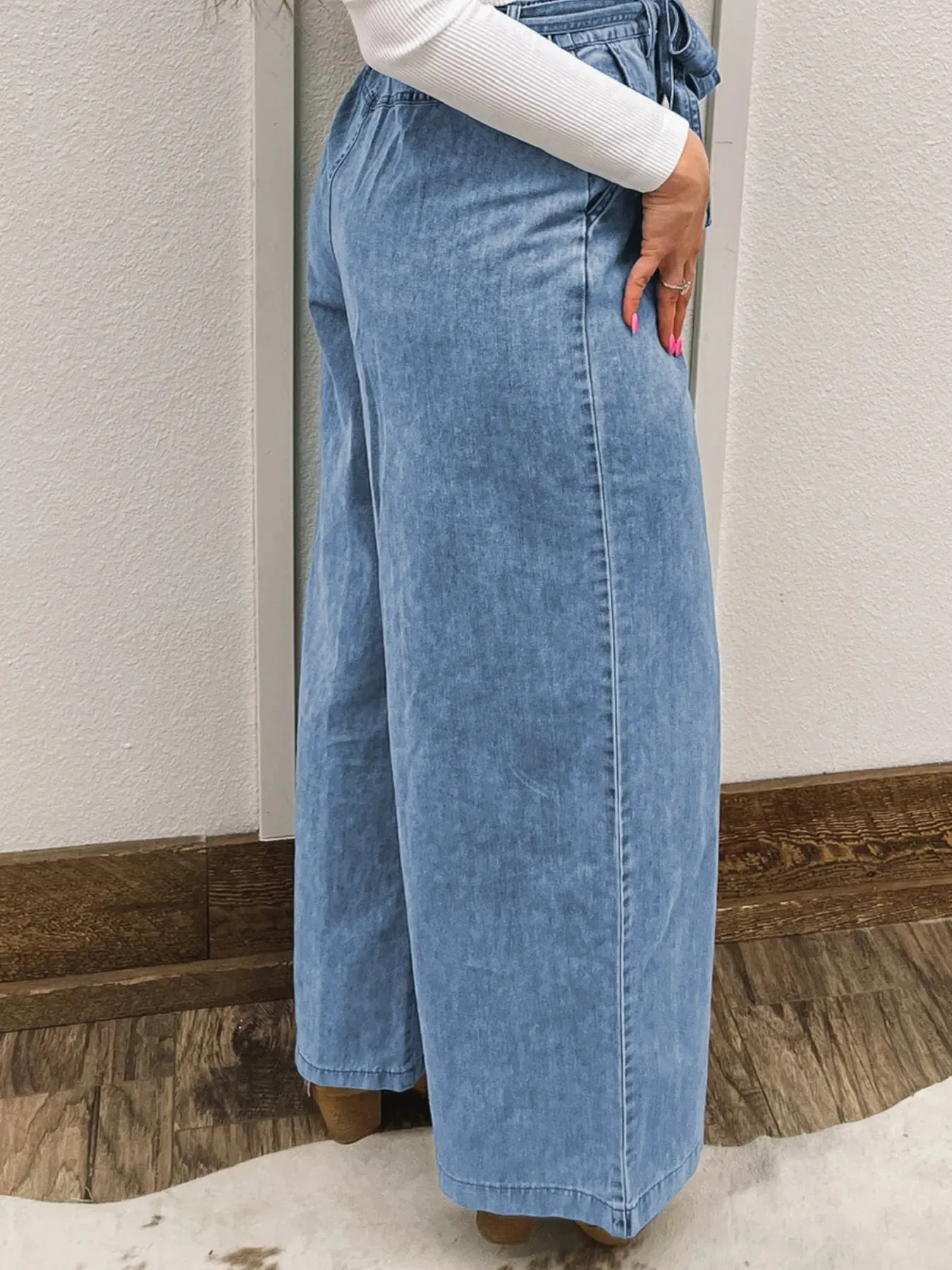 High Waisted Wide Leg Belted Jeans sold by Charming Charlie product image thumbnail 2