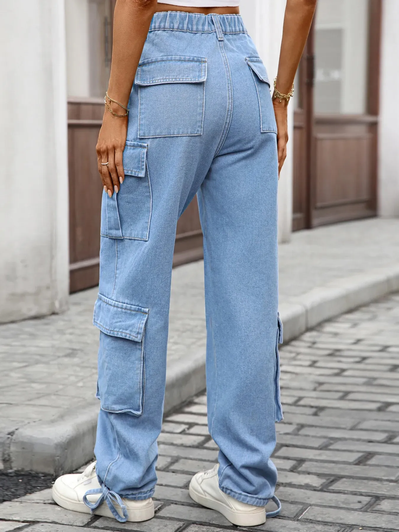 Casual Wide Leg Cargo Jeans sold by Charming Charlie product image thumbnail 3