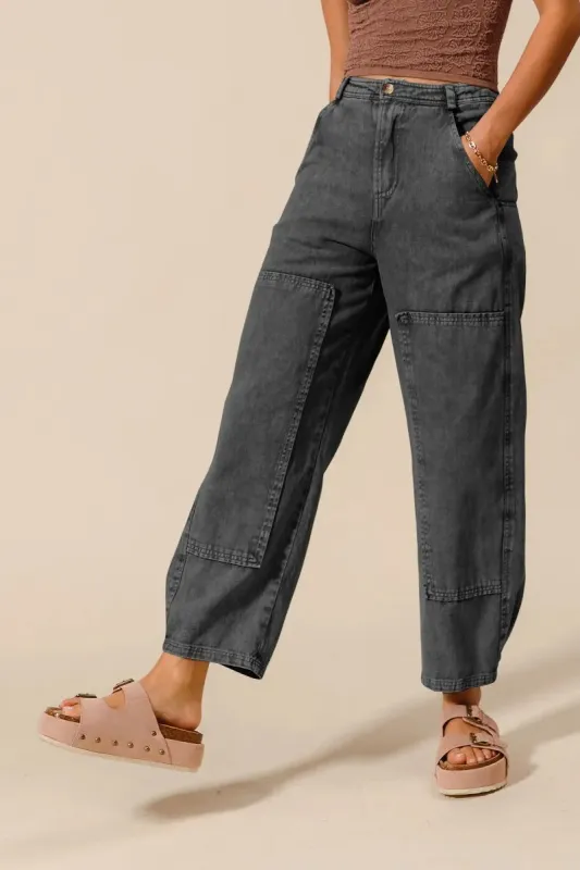 SO ME Mineral Washed Mid Rise Barrel Shape Pants sold by Charming Charlie
