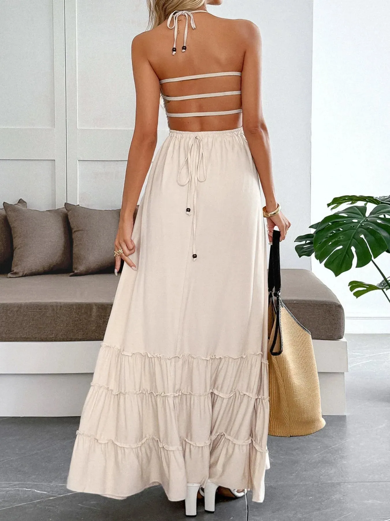 Halter Neck Tiered Maxi Dress sold by Charming Charlie product image thumbnail 3