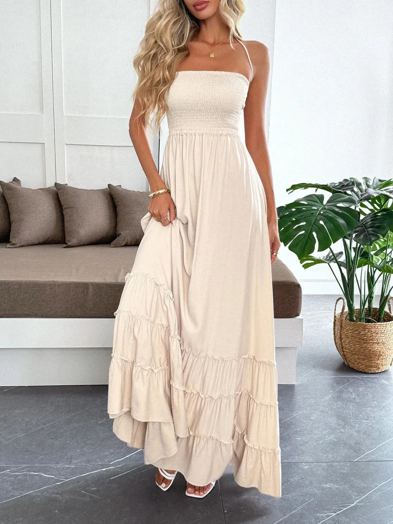 Halter Neck Tiered Maxi Dress sold by Charming Charlie product image thumbnail 4