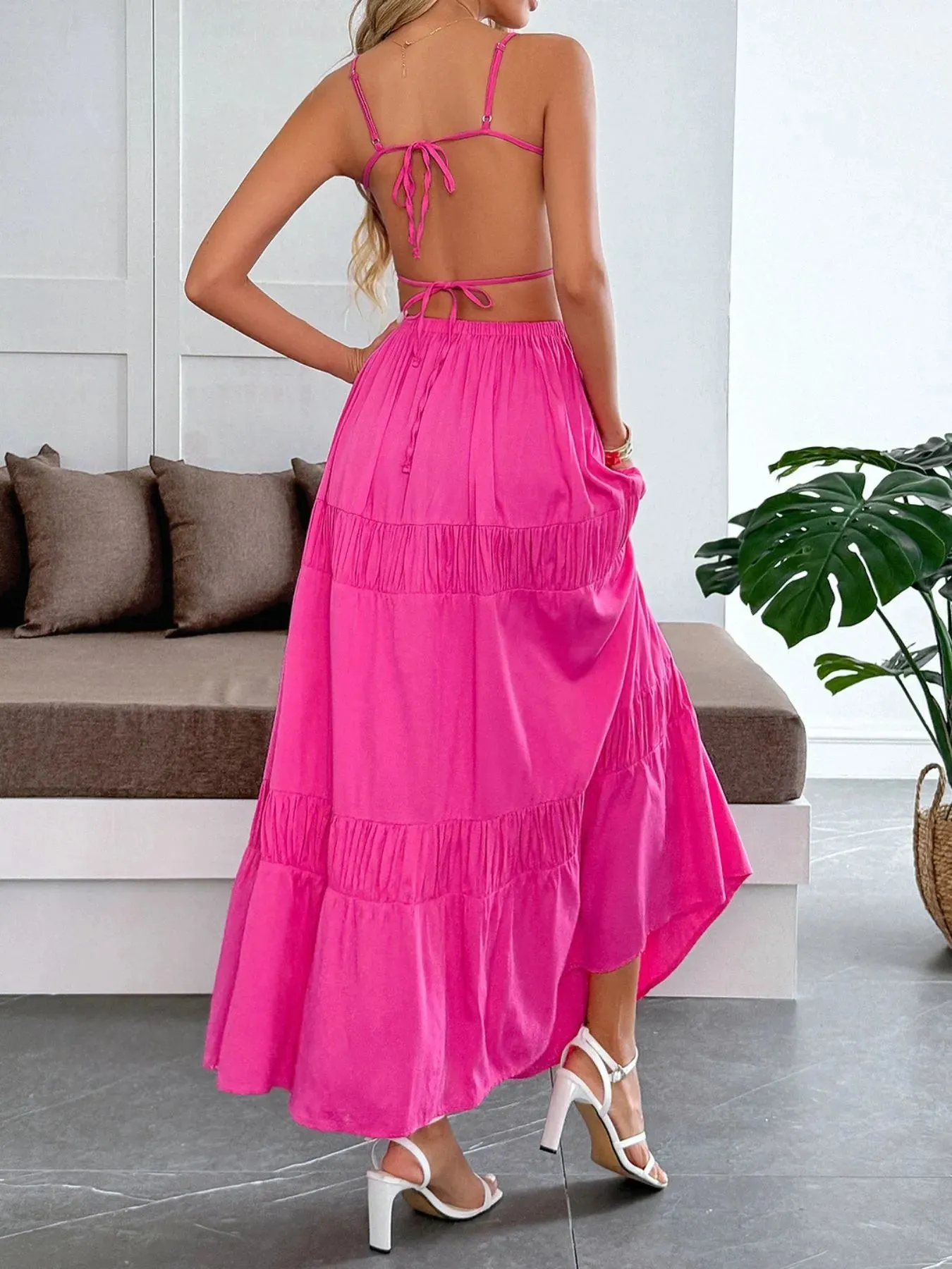 Tie Back Tiered Maxi Cami Dress sold by Charming Charlie product image thumbnail 2