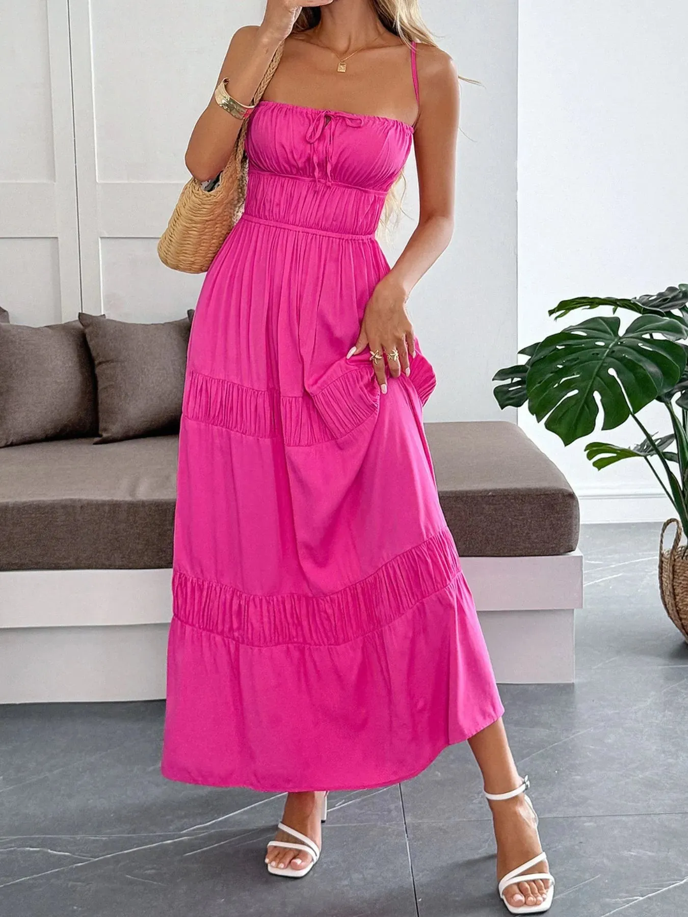 Tie Back Tiered Maxi Cami Dress sold by Charming Charlie